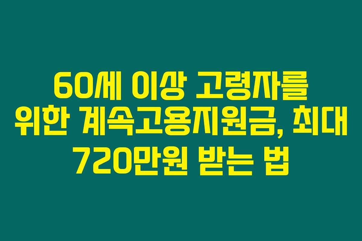 60세 이상 고령자를 위한 계속고용지원금, 최대 720만원 받는 법 60세 이상 고령자를 위한 계속고용지원금, 최대 720만원 받는 법
