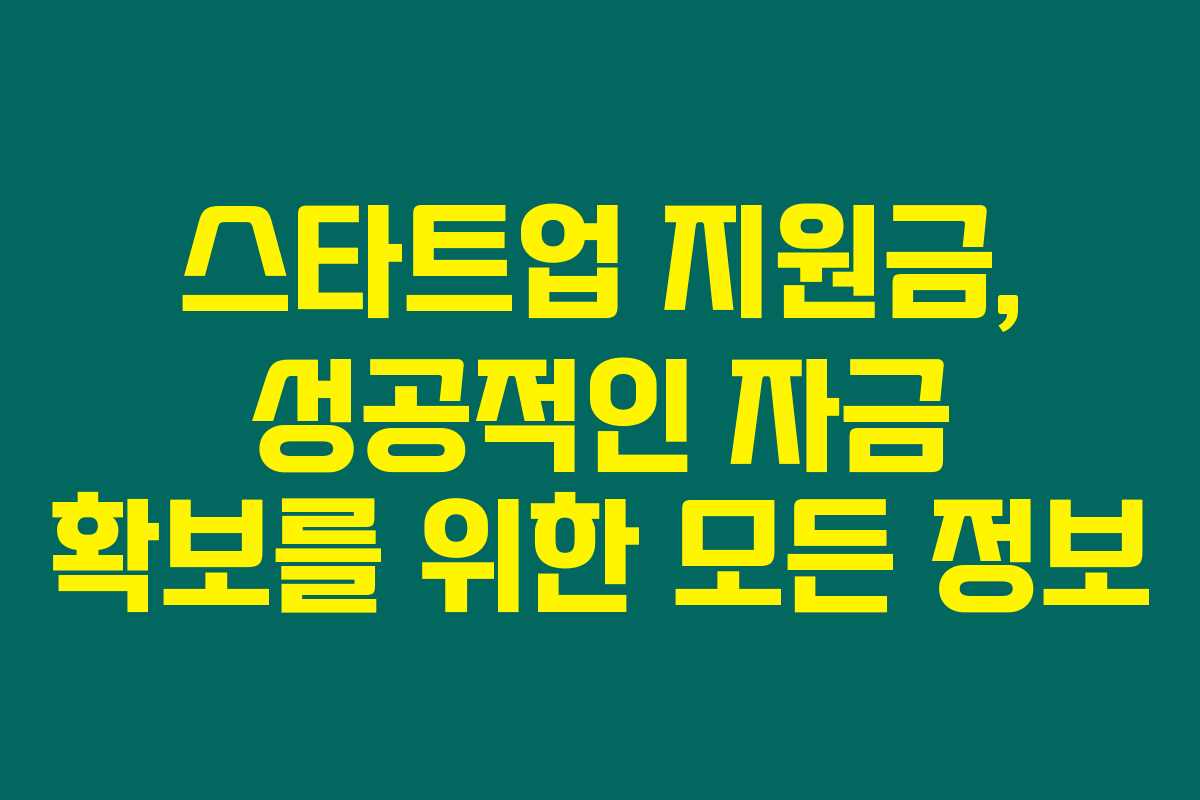 스타트업 지원금, 성공적인 자금 확보를 위한 모든 정보 스타트업 지원금, 성공적인 자금 확보를 위한 모든 정보