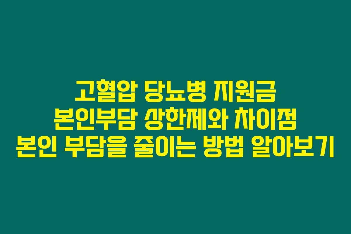 고혈압 당뇨병 지원금 본인부담 상한제와 차이점 본인 부담을 줄이는 방법 알아보기