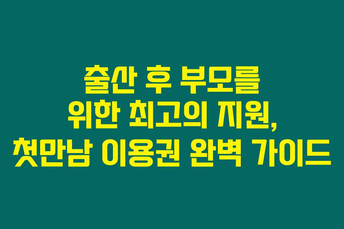 출산 후 부모를 위한 최고의 지원, 첫만남 이용권 완벽 가이드