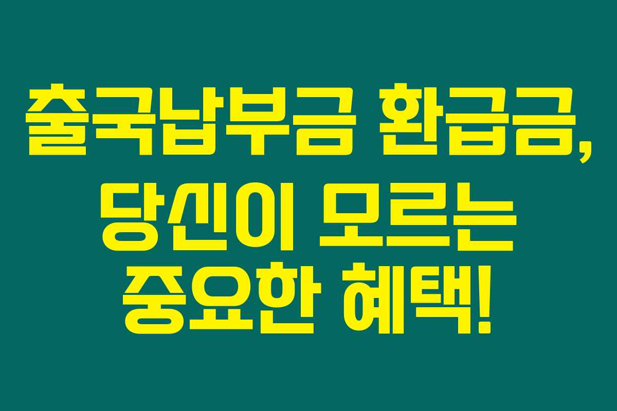 출국납부금 환급금, 당신이 모르는 중요한 혜택!