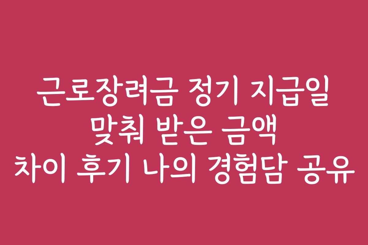 근로장려금 정기 지급일 맞춰 받은 금액 차이 후기 나의 경험담 공유