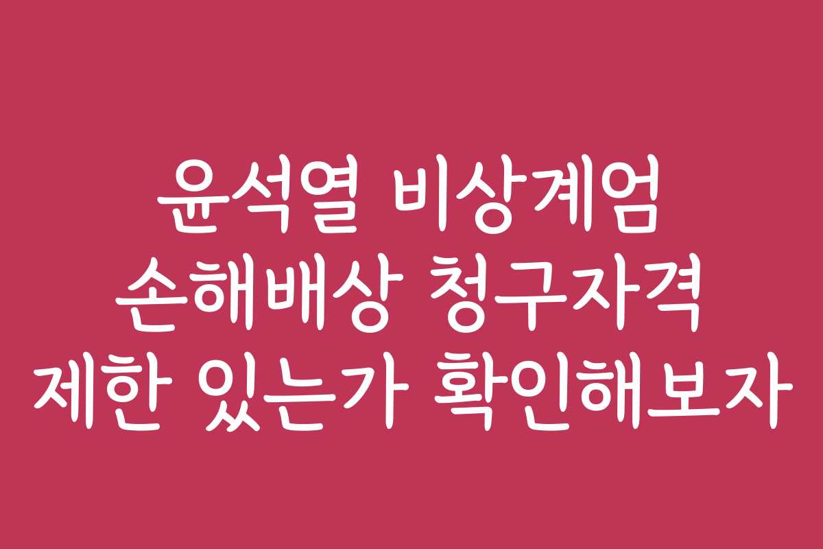 윤석열 비상계엄 손해배상 청구자격 제한 있는가 확인해보자