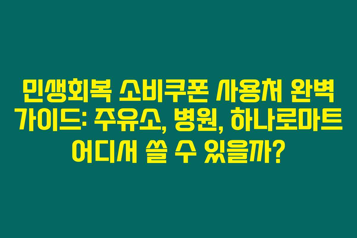 민생회복 소비쿠폰 사용처 완벽 가이드: 주유소, 병원, 하나로마트 어디서 쓸 수 있을까? 민생회복 소비쿠폰 사용처 완벽 가이드: 주유소, 병원, 하나로마트 어디서 쓸 수 있을까?