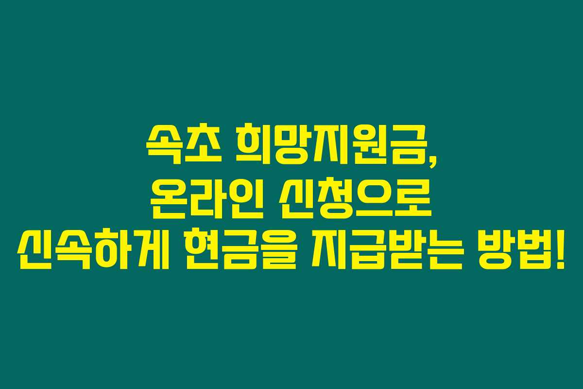 속초 희망지원금, 온라인 신청으로 신속하게 현금을 지급받는 방법! 속초 희망지원금, 온라인 신청으로 신속하게 현금을 지급받는 방법!