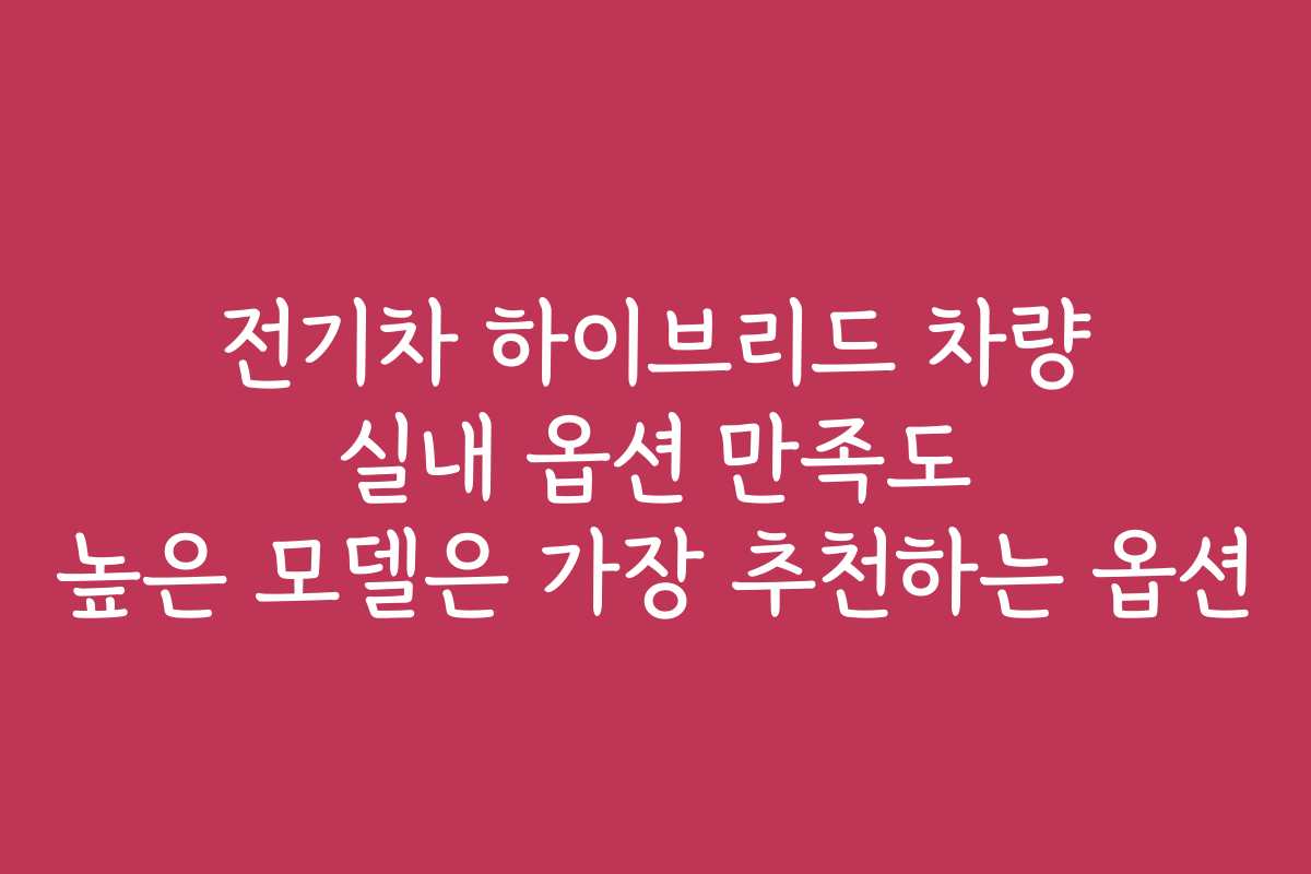 전기차 하이브리드 차량 실내 옵션 만족도 높은 모델은 가장 추천하는 옵션