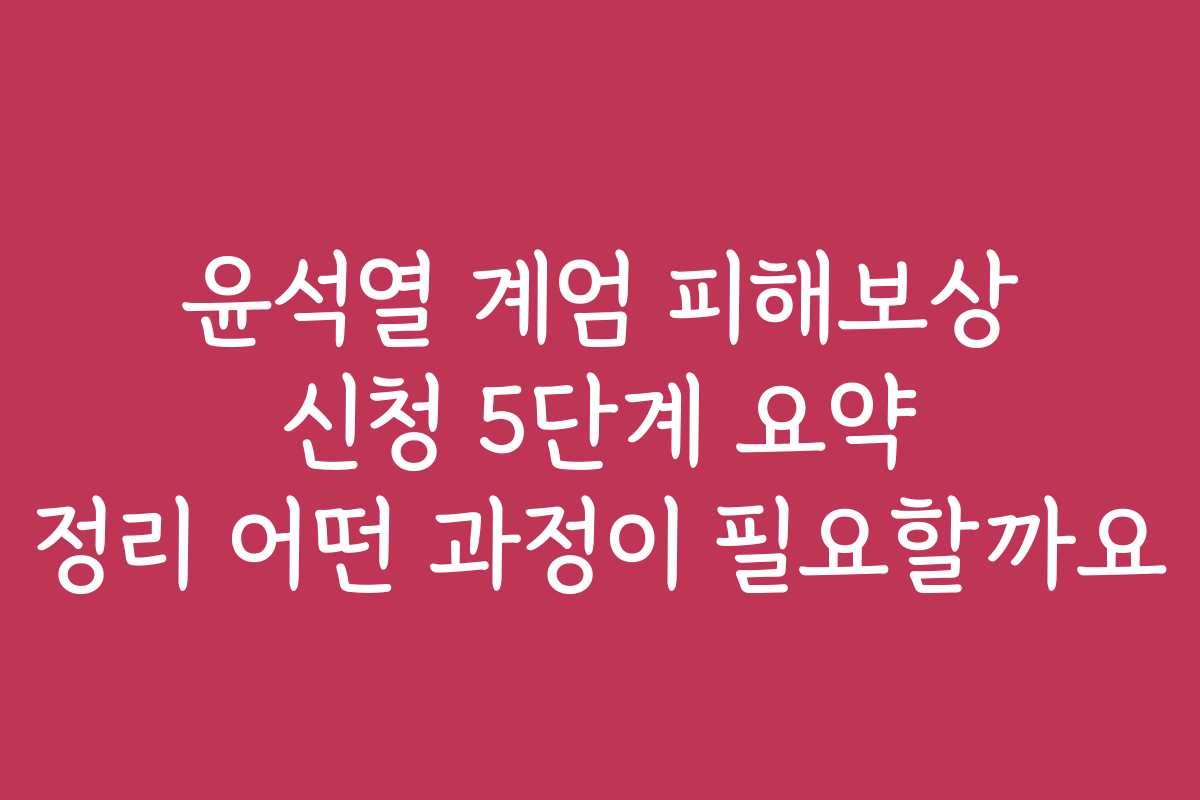 윤석열 계엄 피해보상 신청 5단계 요약 정리 어떤 과정이 필요할까요