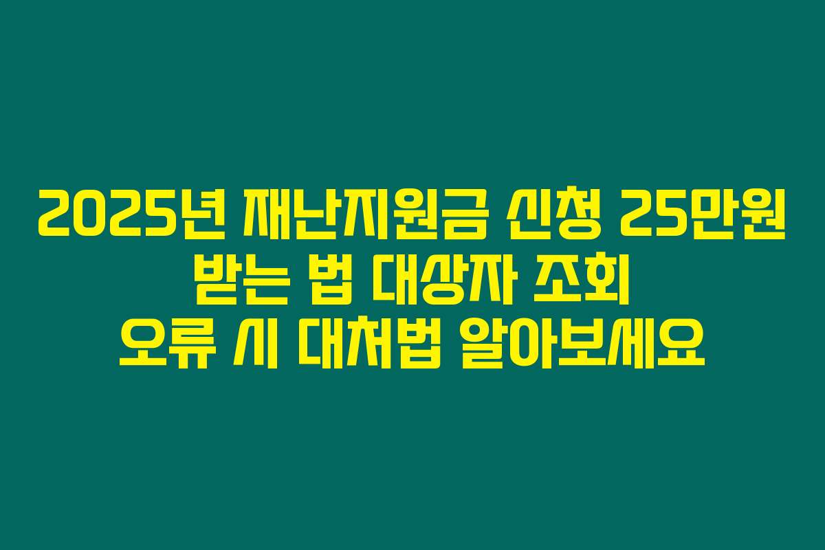 2025년 재난지원금 신청 25만원 받는 법 대상자 조회 오류 시 대처법 알아보세요