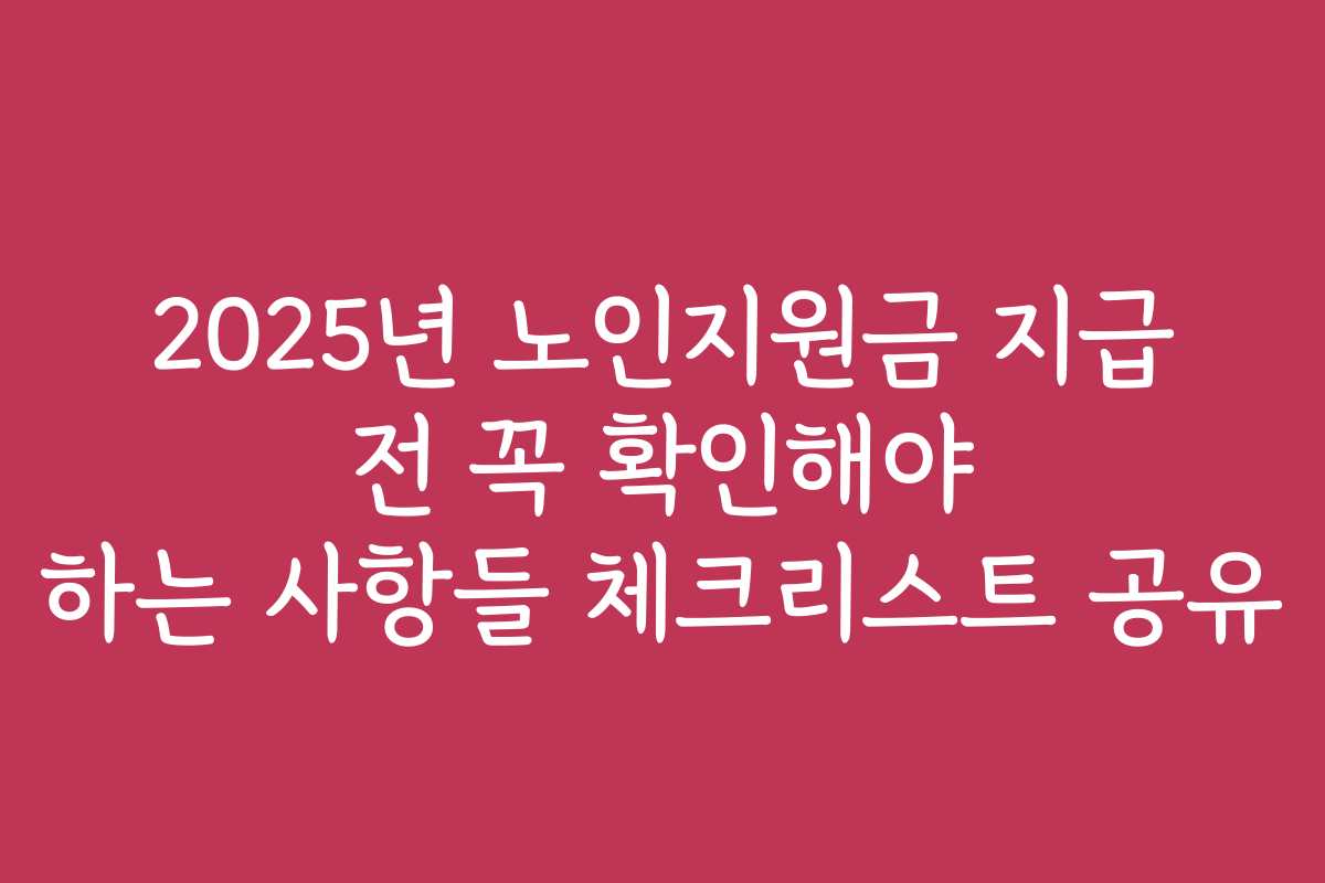 2025년 노인지원금 지급 전 꼭 확인해야 하는 사항들 체크리스트 공유