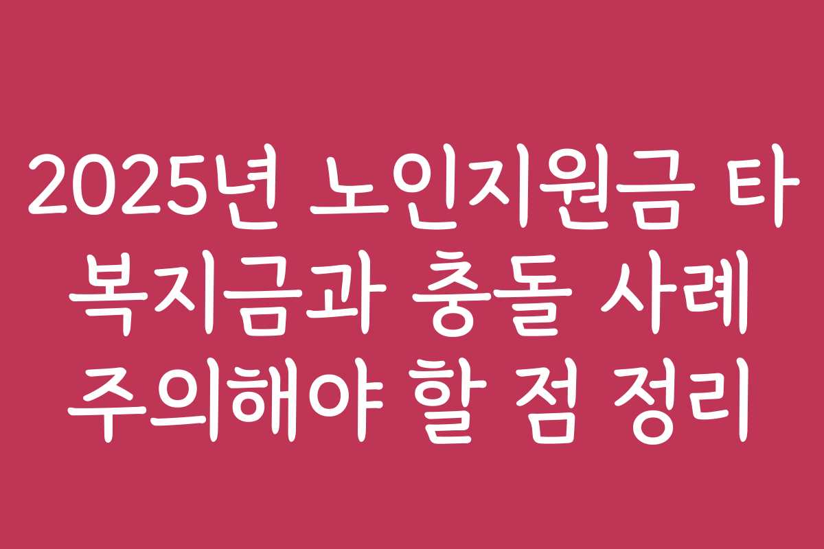 2025년 노인지원금 타 복지금과 충돌 사례 주의해야 할 점 정리 2025년 노인지원금 타 복지금과 충돌 사례 주의해야 할 점 정리