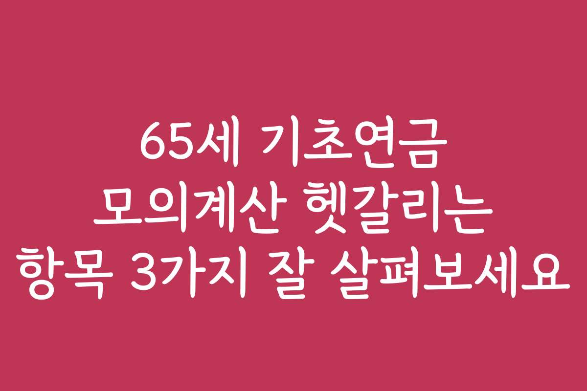 65세 기초연금 모의계산 헷갈리는 항목 3가지 잘 살펴보세요