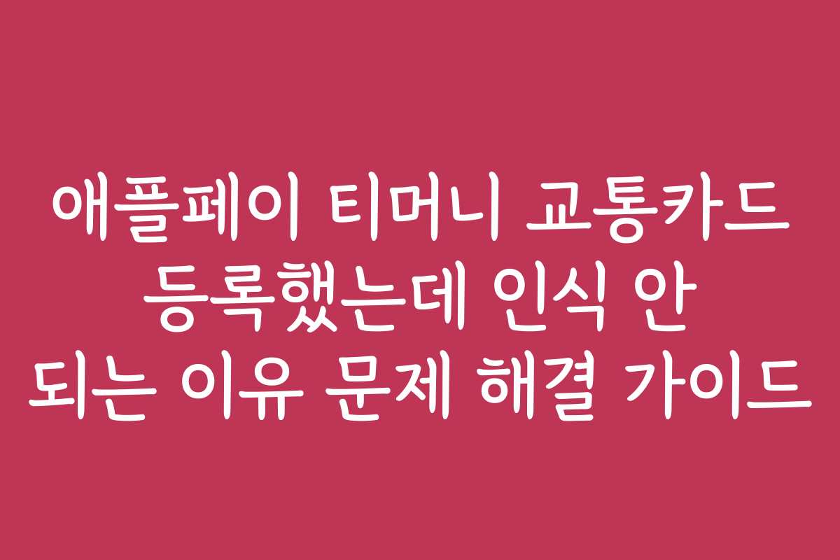 애플페이 티머니 교통카드 등록했는데 인식 안 되는 이유 문제 해결 가이드