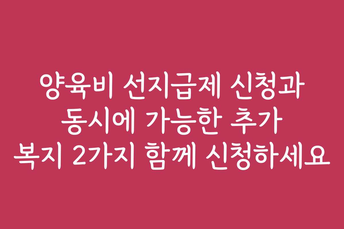 양육비 선지급제 신청과 동시에 가능한 추가 복지 2가지 함께 신청하세요