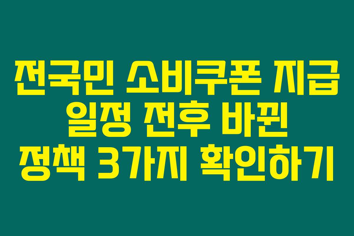 전국민 소비쿠폰 지급 일정 전후 바뀐 정책 3가지 확인하기