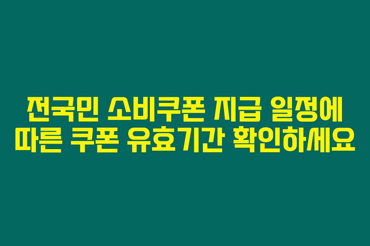 전국민 소비쿠폰 지급 일정에 따른 쿠폰 유효기간 확인하세요