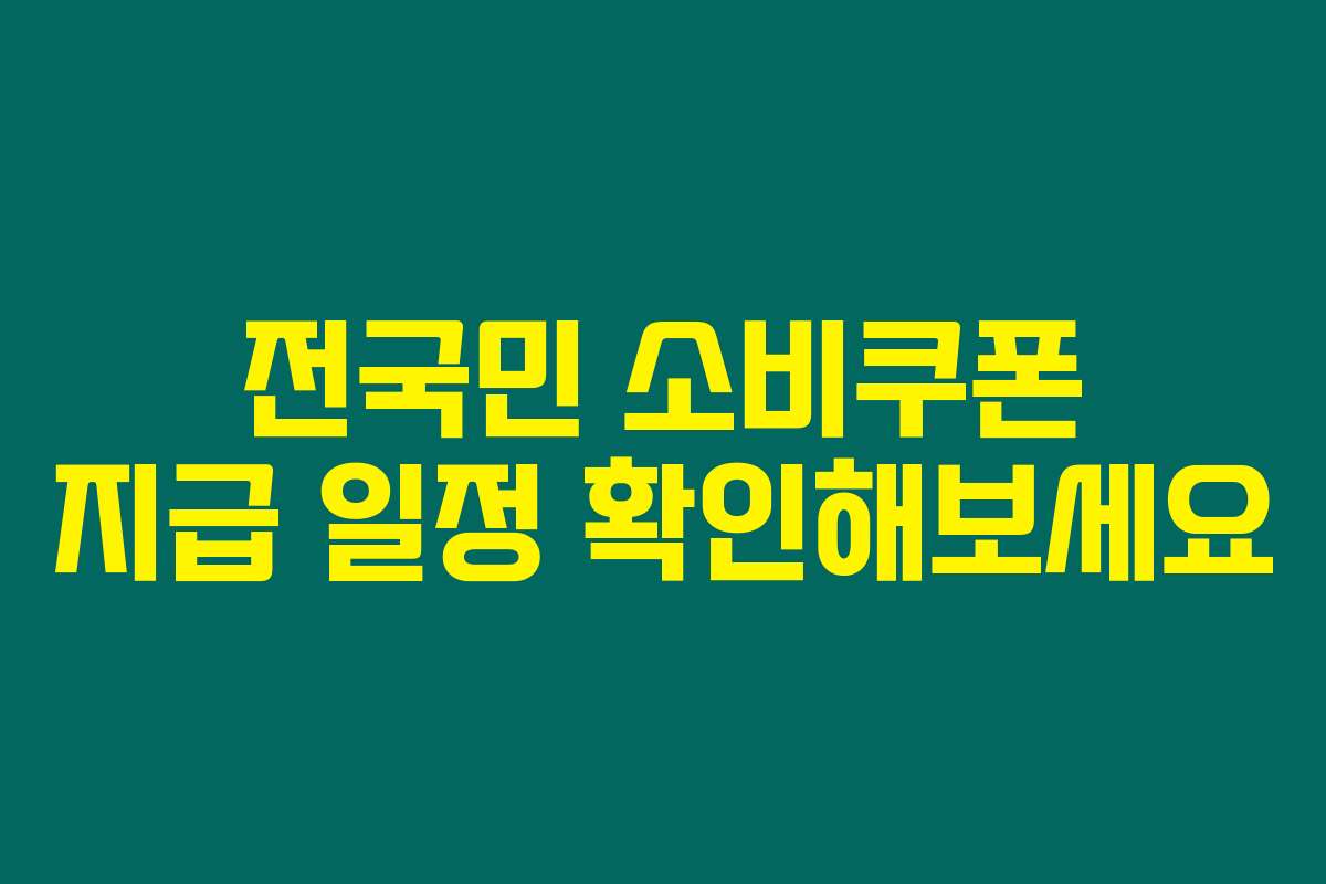 전국민 소비쿠폰 지급 일정 확인해보세요