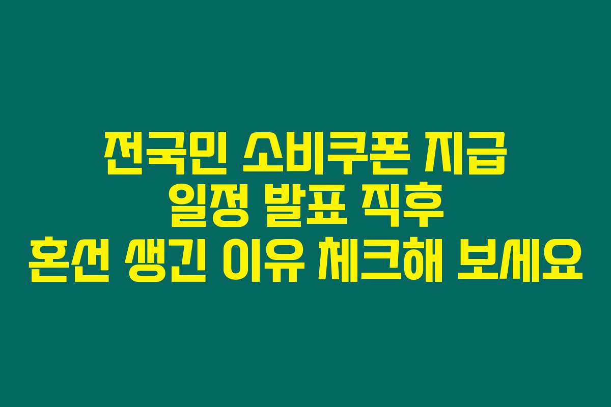 전국민 소비쿠폰 지급 일정 발표 직후 혼선 생긴 이유 체크해 보세요