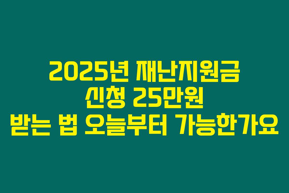 2025년 재난지원금 신청 25만원 받는 법 오늘부터 가능한가요
