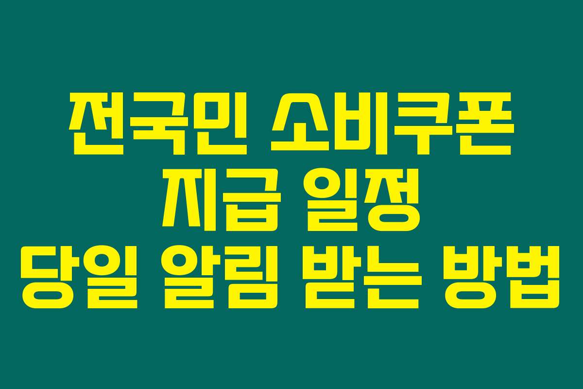 전국민 소비쿠폰 지급 일정 당일 알림 받는 방법