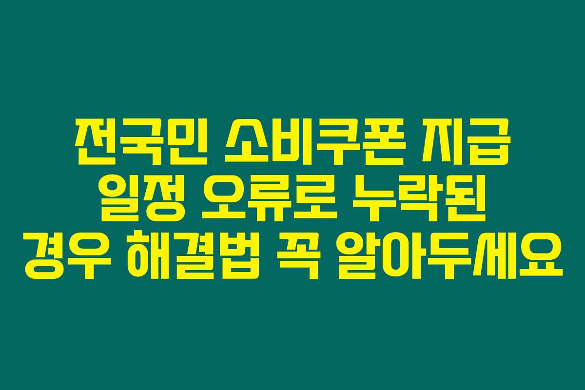 전국민 소비쿠폰 지급 일정 오류로 누락된 경우 해결법 꼭 알아두세요