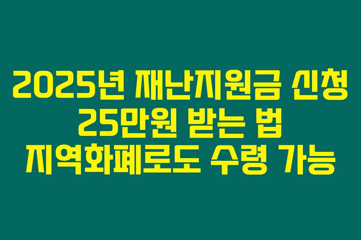 2025년 재난지원금 신청 25만원 받는 법 지역화폐로도 수령 가능