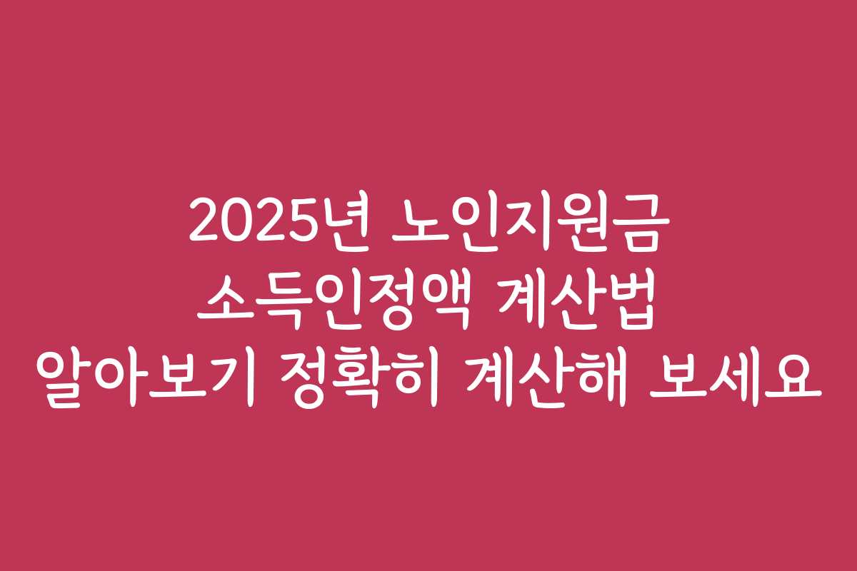 2025년 노인지원금 소득인정액 계산법 알아보기 정확히 계산해 보세요 2025년 노인지원금 소득인정액 계산법 알아보기 정확히 계산해 보세요