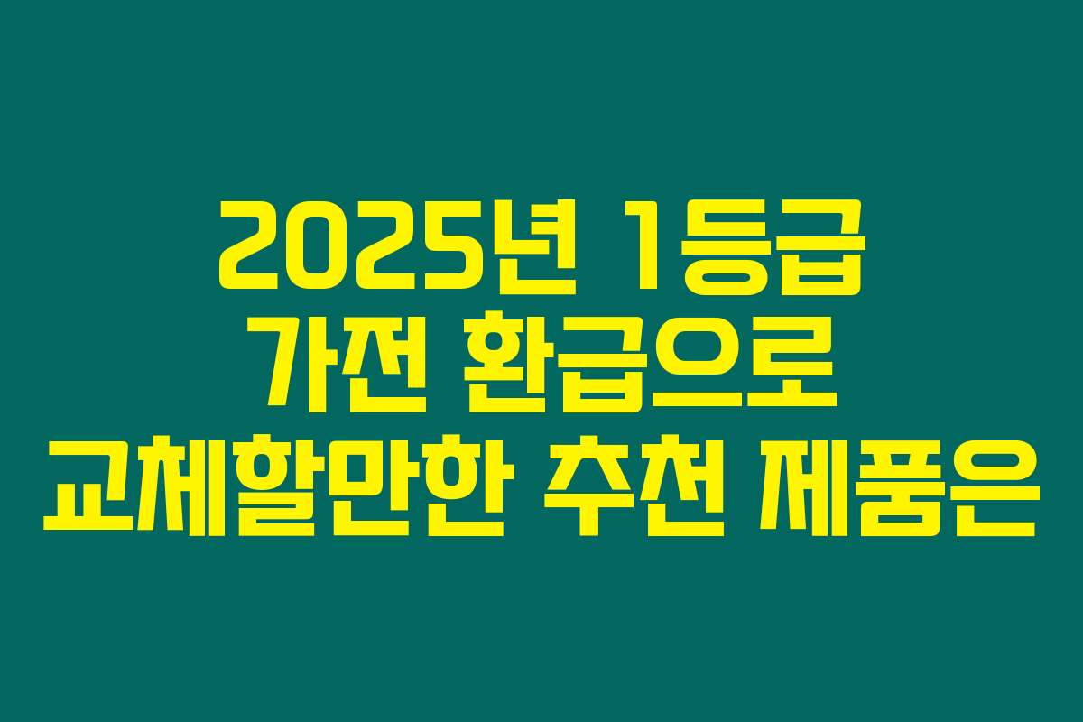 2025년 1등급 가전 환급으로 교체할만한 추천 제품은