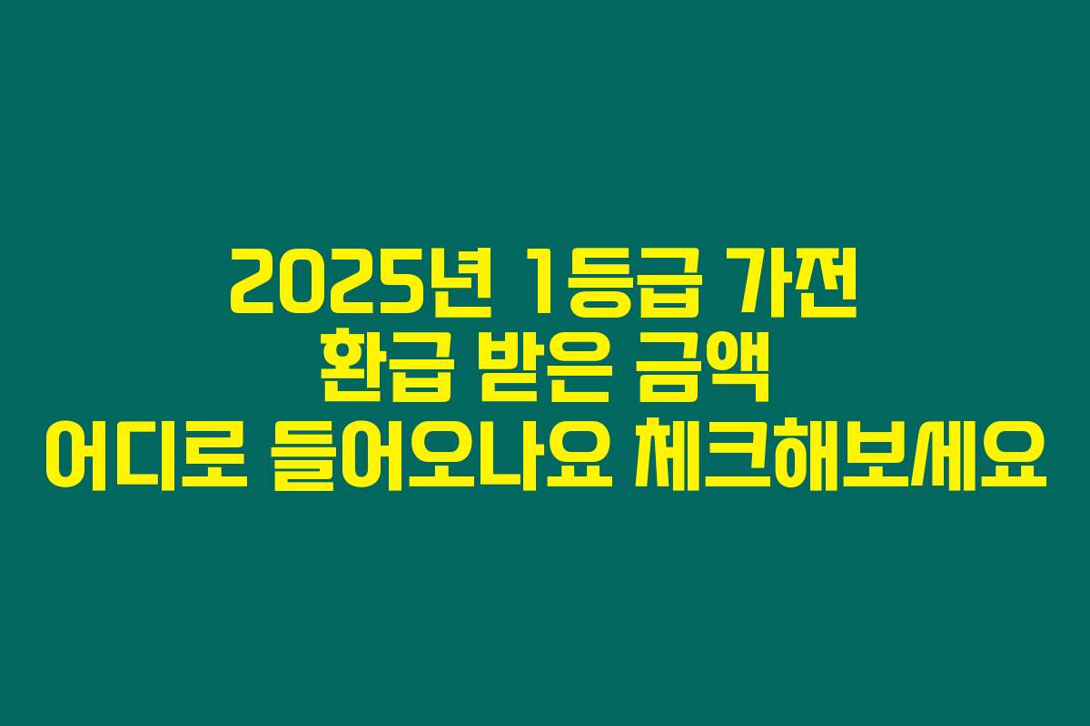 2025년 1등급 가전 환급 받은 금액 어디로 들어오나요 체크해보세요