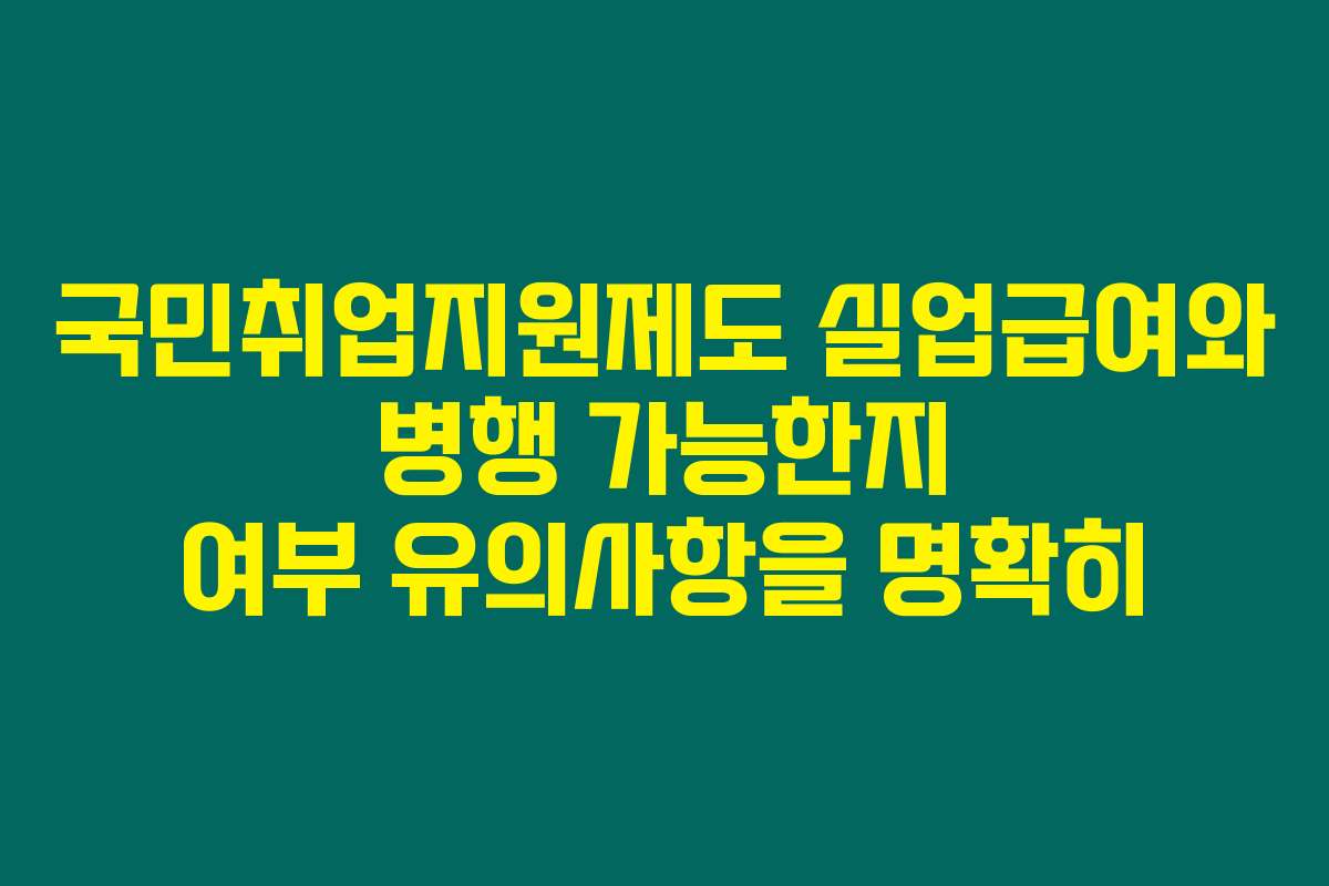 국민취업지원제도 실업급여와 병행 가능한지 여부 유의사항을 명확히