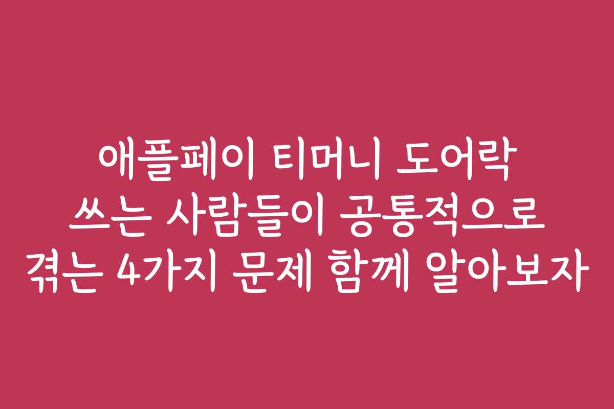 애플페이 티머니 도어락 쓰는 사람들이 공통적으로 겪는 4가지 문제 함께 알아보자