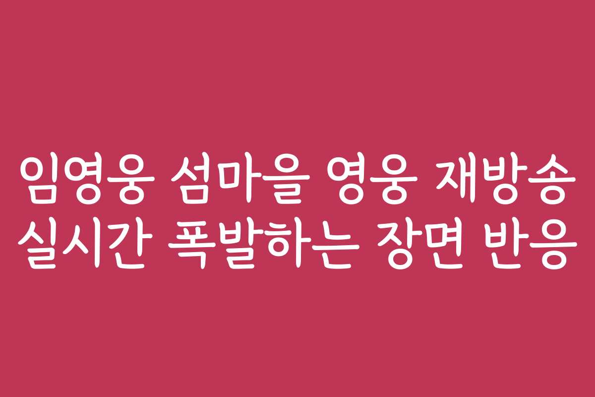 임영웅 섬마을 영웅 재방송 실시간 폭발하는 장면 반응