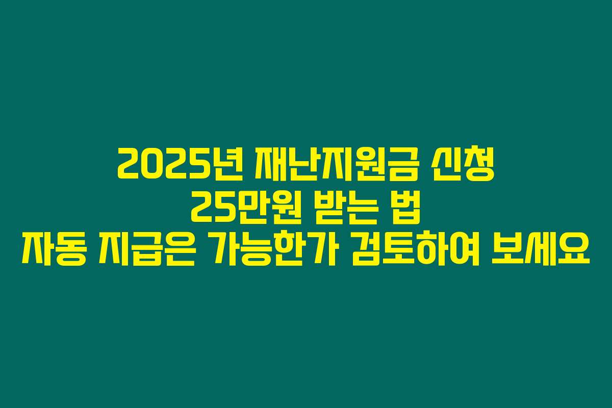 2025년 재난지원금 신청 25만원 받는 법 자동 지급은 가능한가 검토하여 보세요