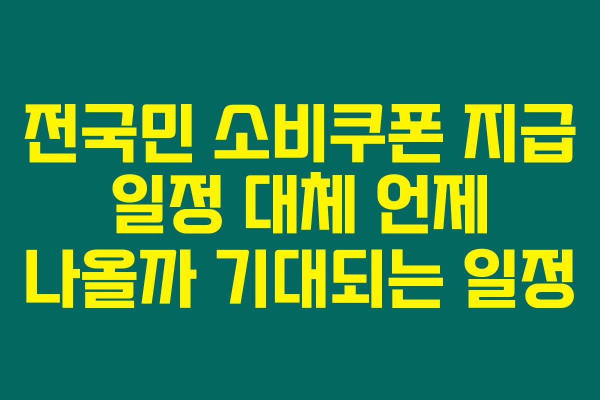 전국민 소비쿠폰 지급 일정 대체 언제 나올까 기대되는 일정