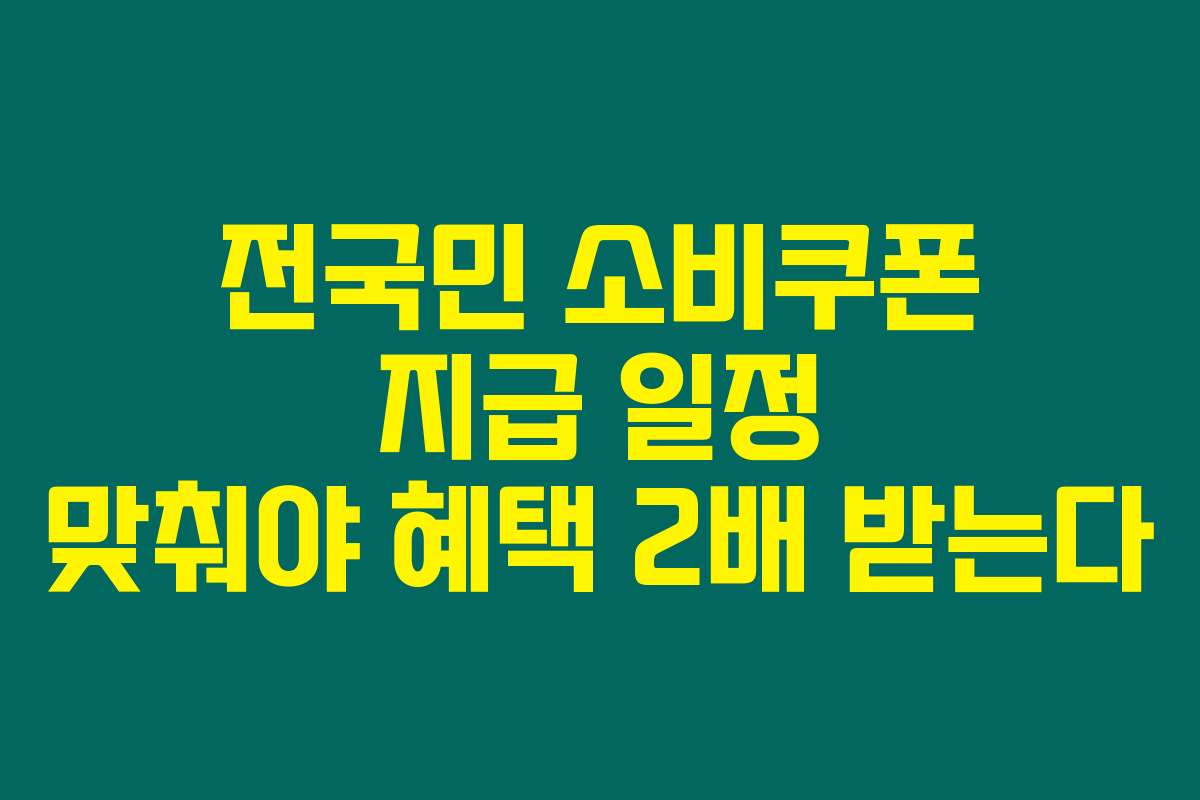 전국민 소비쿠폰 지급 일정 맞춰야 혜택 2배 받는다