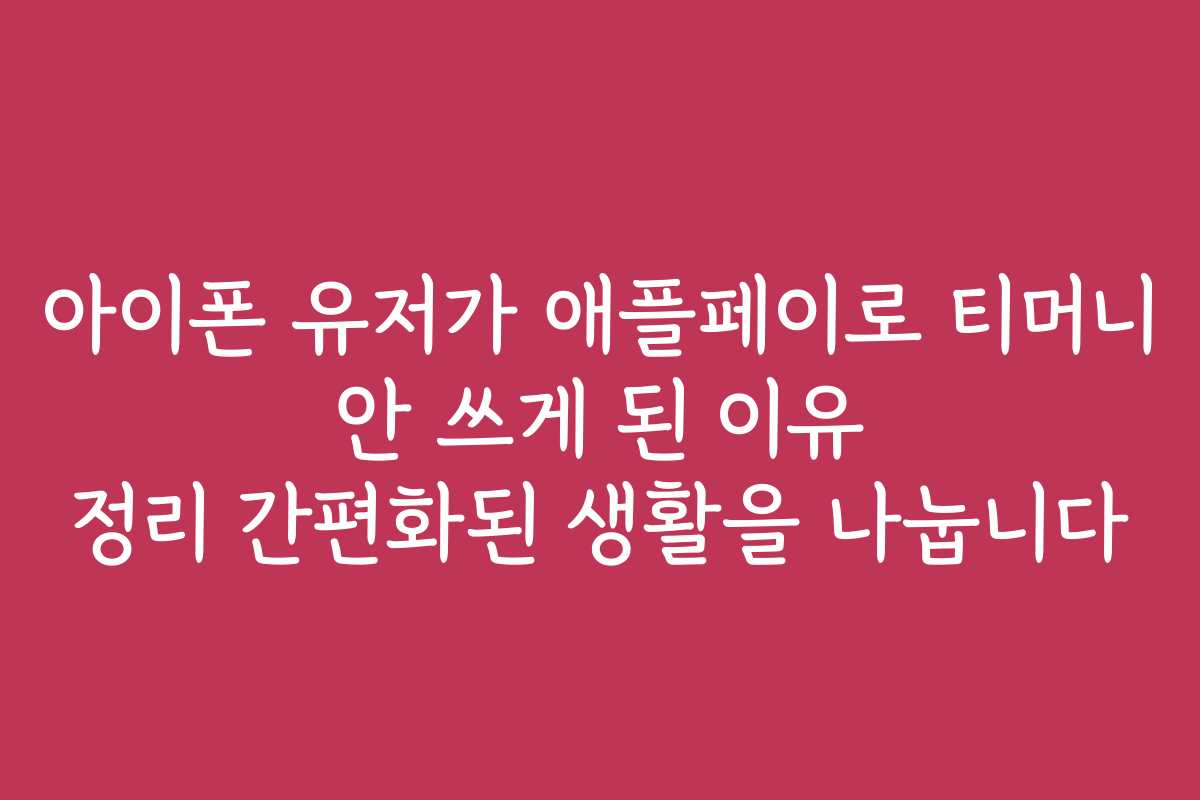 아이폰 유저가 애플페이로 티머니 안 쓰게 된 이유 정리 간편화된 생활을 나눕니다 아이폰 유저가 애플페이로 티머니 안 쓰게 된 이유 정리 간편화된 생활을 나눕니다