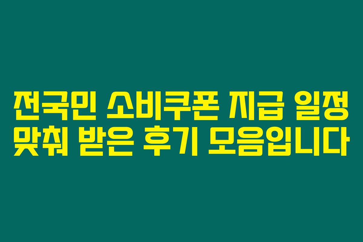 전국민 소비쿠폰 지급 일정 맞춰 받은 후기 모음입니다