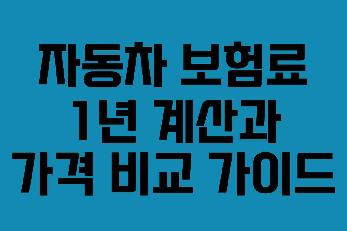 자동차 보험료 1년 계산과 가격 비교 가이드