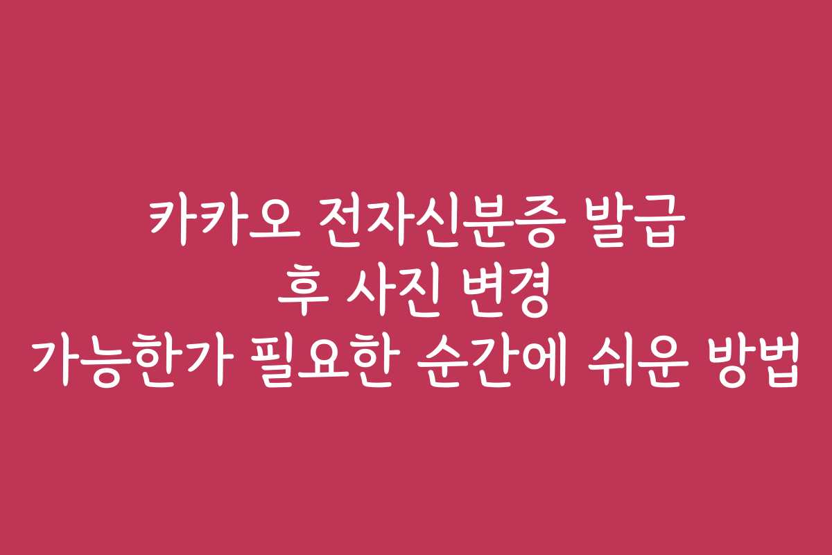 카카오 전자신분증 발급 후 사진 변경 가능한가 필요한 순간에 쉬운 방법