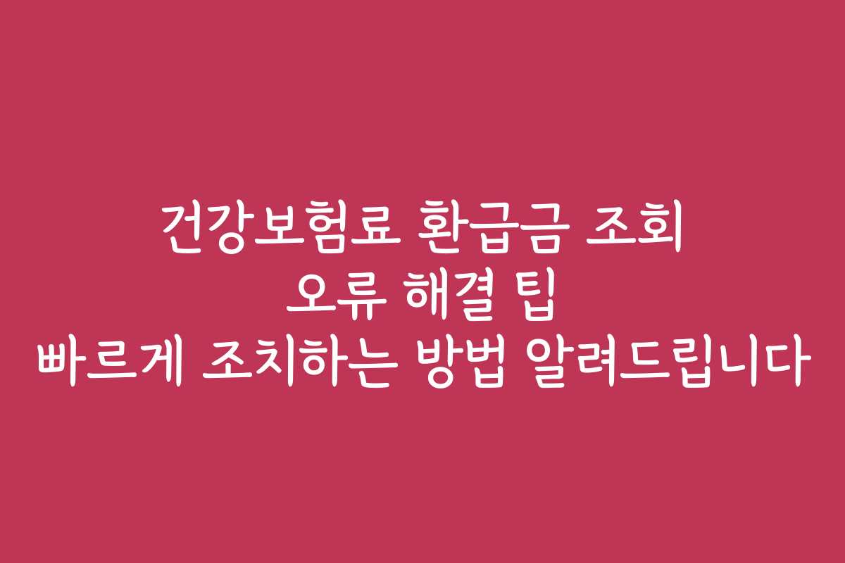 건강보험료 환급금 조회 오류 해결 팁 빠르게 조치하는 방법 알려드립니다