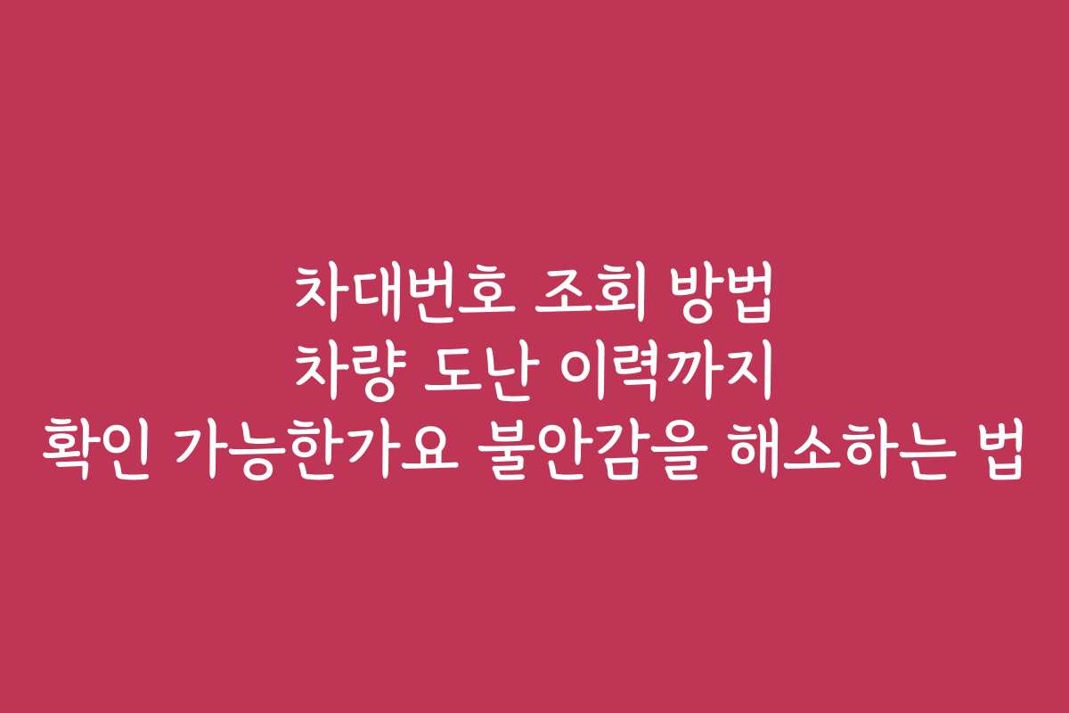 차대번호 조회 방법 차량 도난 이력까지 확인 가능한가요 불안감을 해소하는 법