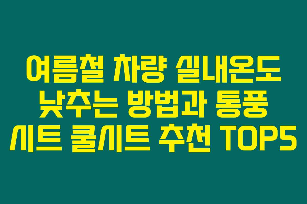 여름철 차량 실내온도 낮추는 방법과 통풍 시트 쿨시트 추천 TOP5