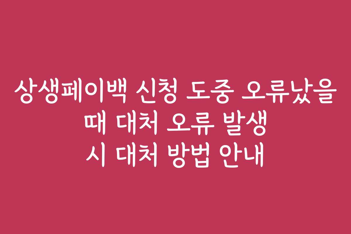 상생페이백 신청 도중 오류났을 때 대처 오류 발생 시 대처 방법 안내