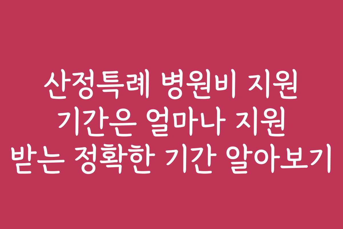 산정특례 병원비 지원 기간은 얼마나 지원 받는 정확한 기간 알아보기