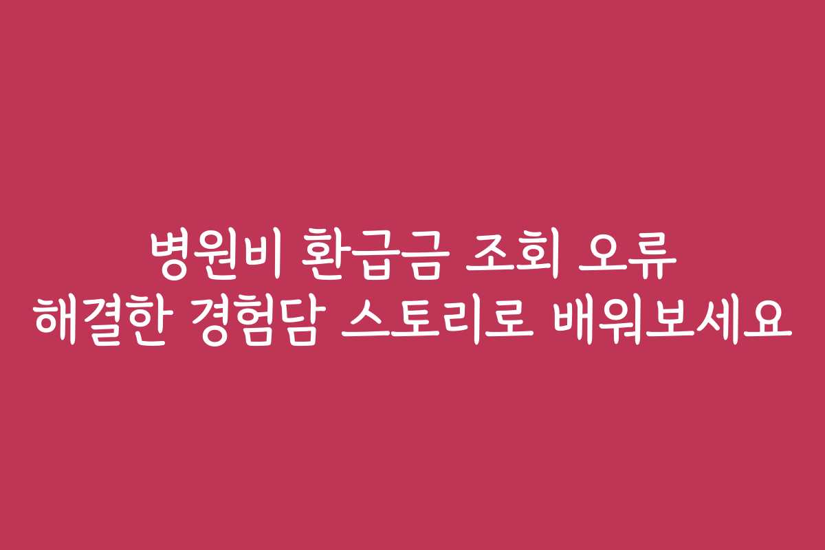 병원비 환급금 조회 오류 해결한 경험담 스토리로 배워보세요