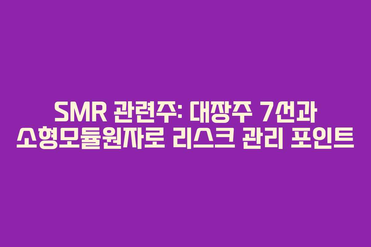 SMR 관련주: 대장주 7선과 소형모듈원자로 리스크 관리 포인트
