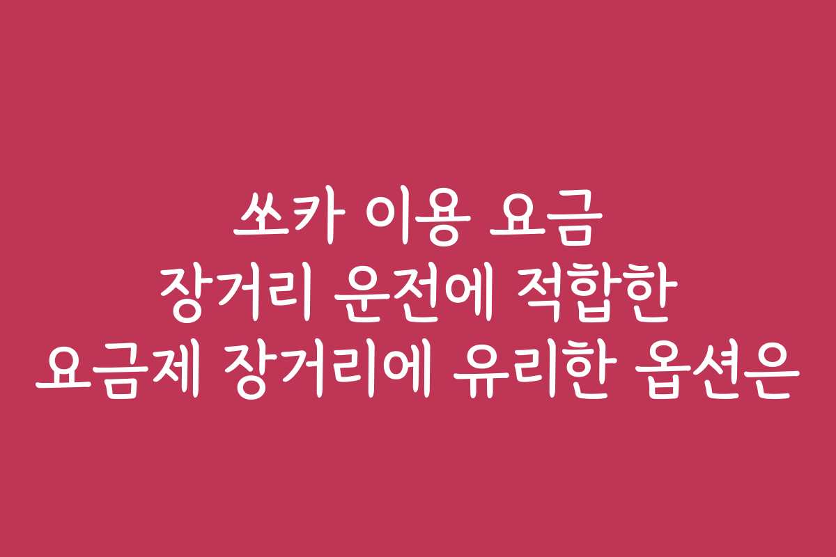 쏘카 이용 요금 장거리 운전에 적합한 요금제 장거리에 유리한 옵션은