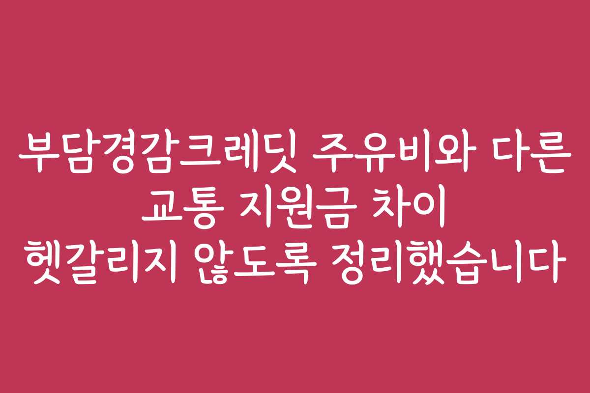 부담경감크레딧 주유비와 다른 교통 지원금 차이 헷갈리지 않도록 정리했습니다