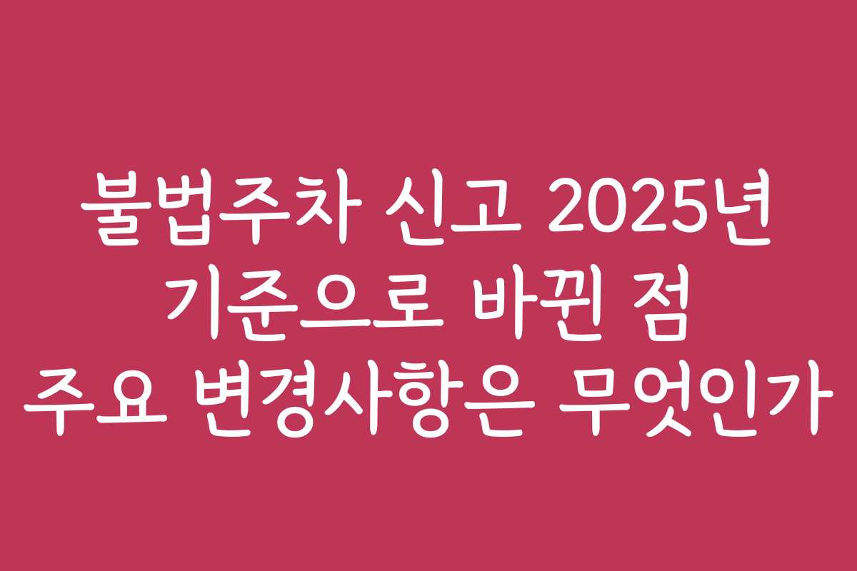 불법주차 신고 2025년 기준으로 바뀐 점 주요 변경사항은 무엇인가