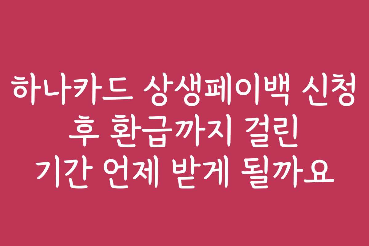 하나카드 상생페이백 신청 후 환급까지 걸린 기간 언제 받게 될까요