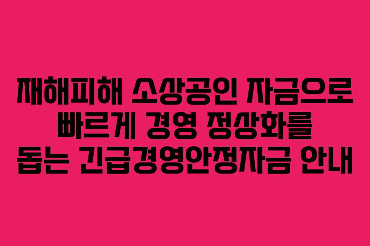 재해피해 소상공인 자금으로 빠르게 경영 정상화를 돕는 긴급경영안정자금 안내